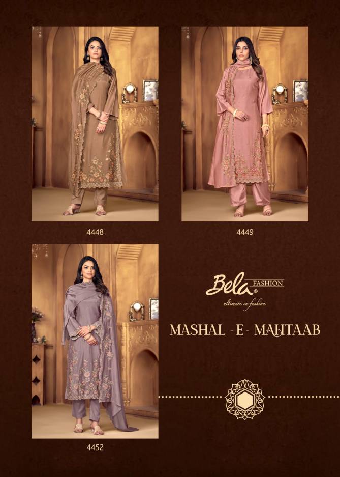 Mashal E Mahtaab By Bela Viscose Heavy Muslin Designer Salwar Suits Wholesale Price In Surat